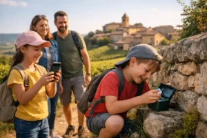 Faire du geocaching en famille dans le Beaujolais