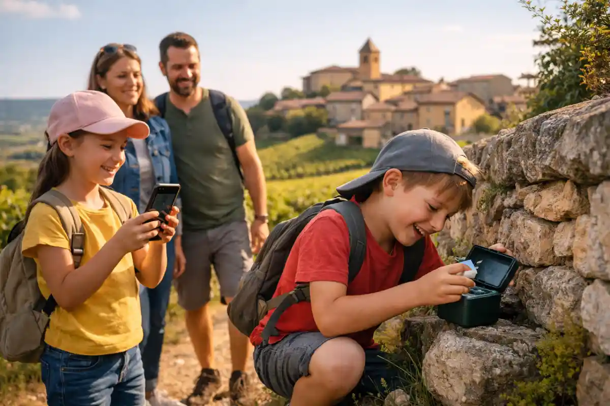 Faire du geocaching en famille dans le Beaujolais