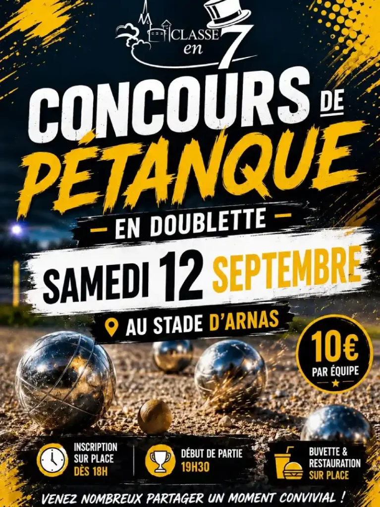 Concours de pétanque de la classe en 7 à Arnas le 12 septembre