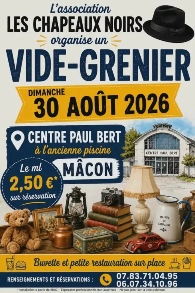 Brocante - Vide grenier Macon 30 aout 2026
